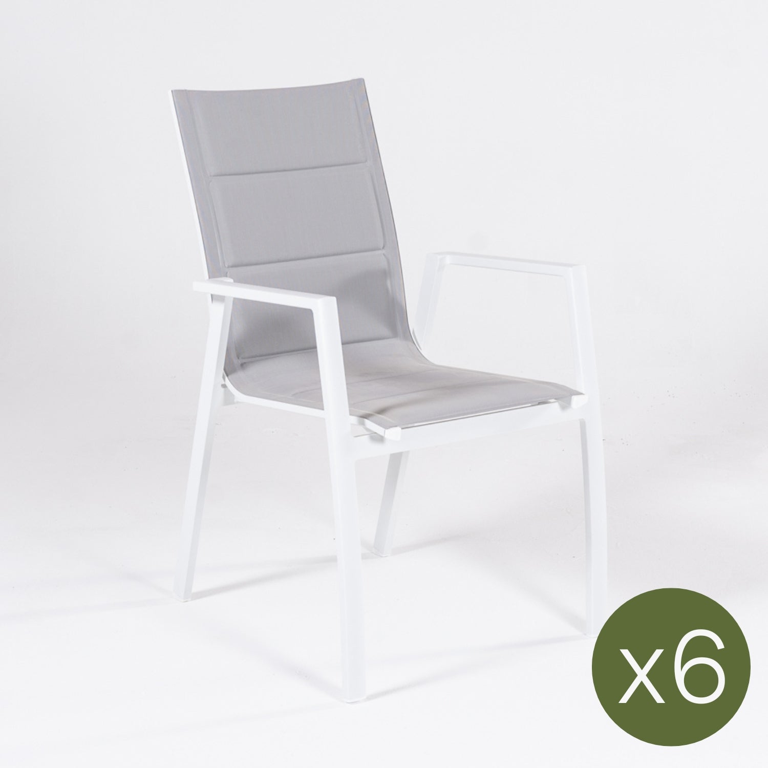 Pack 6 Sillones Para Exterior, Acolchados Y Apilables, Aluminio Y Textilene, Color Blanco, 57x69x94 Cm_2