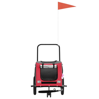 Remolque De Bicicleta Mascotas Hierro Tela Oxford Rojo Negro_3