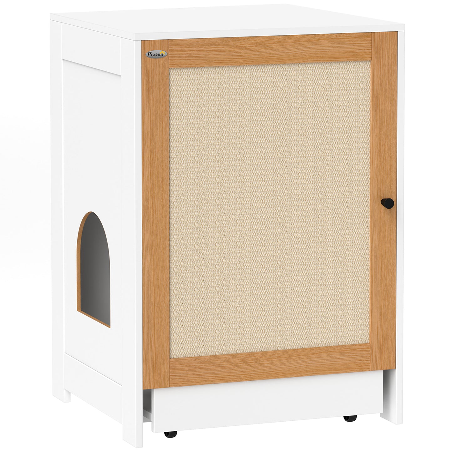 Pawhut Mueble Arenero Para Gatos Con Bandeja Extraíble 57x50x80,5 Cm Blanco_0