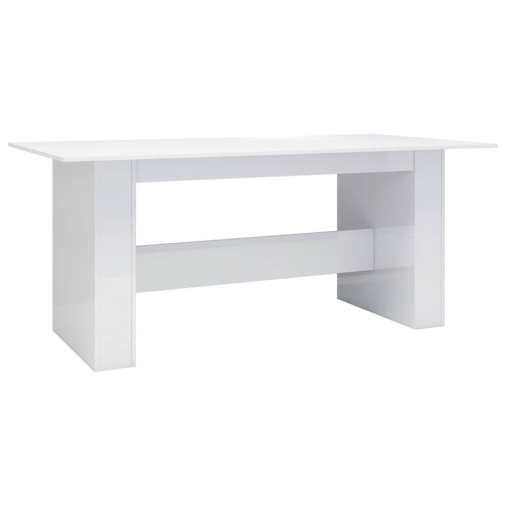 Mesa De Comedor Madera De Ingeniería Blanco Brillo 180x90x76 Cm_0