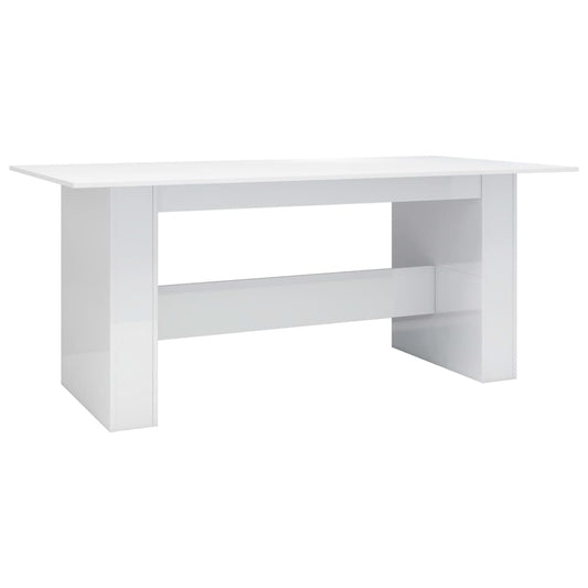 Mesa De Comedor Madera De Ingeniería Blanco Brillo 180x90x76 Cm_0