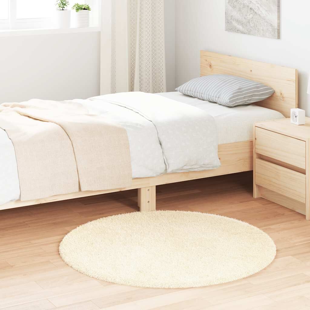 Vidaxl Alfombra Peluda De Pelo Largo Navarra Crema 100x100cm Poliéster_1