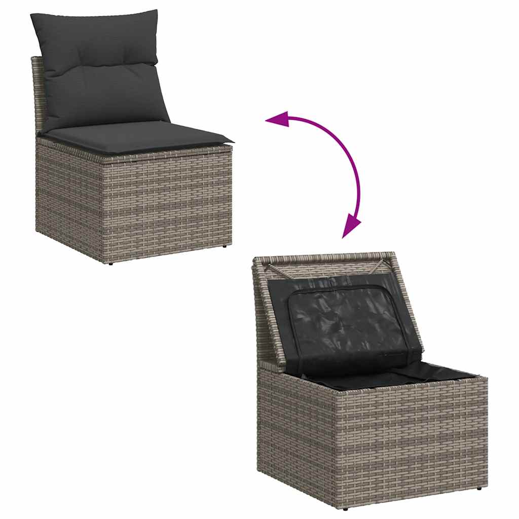 Set De Sofás De Jardín Y Cojines 10 Pzas Ratán Sintético Gris / Vetonek_2