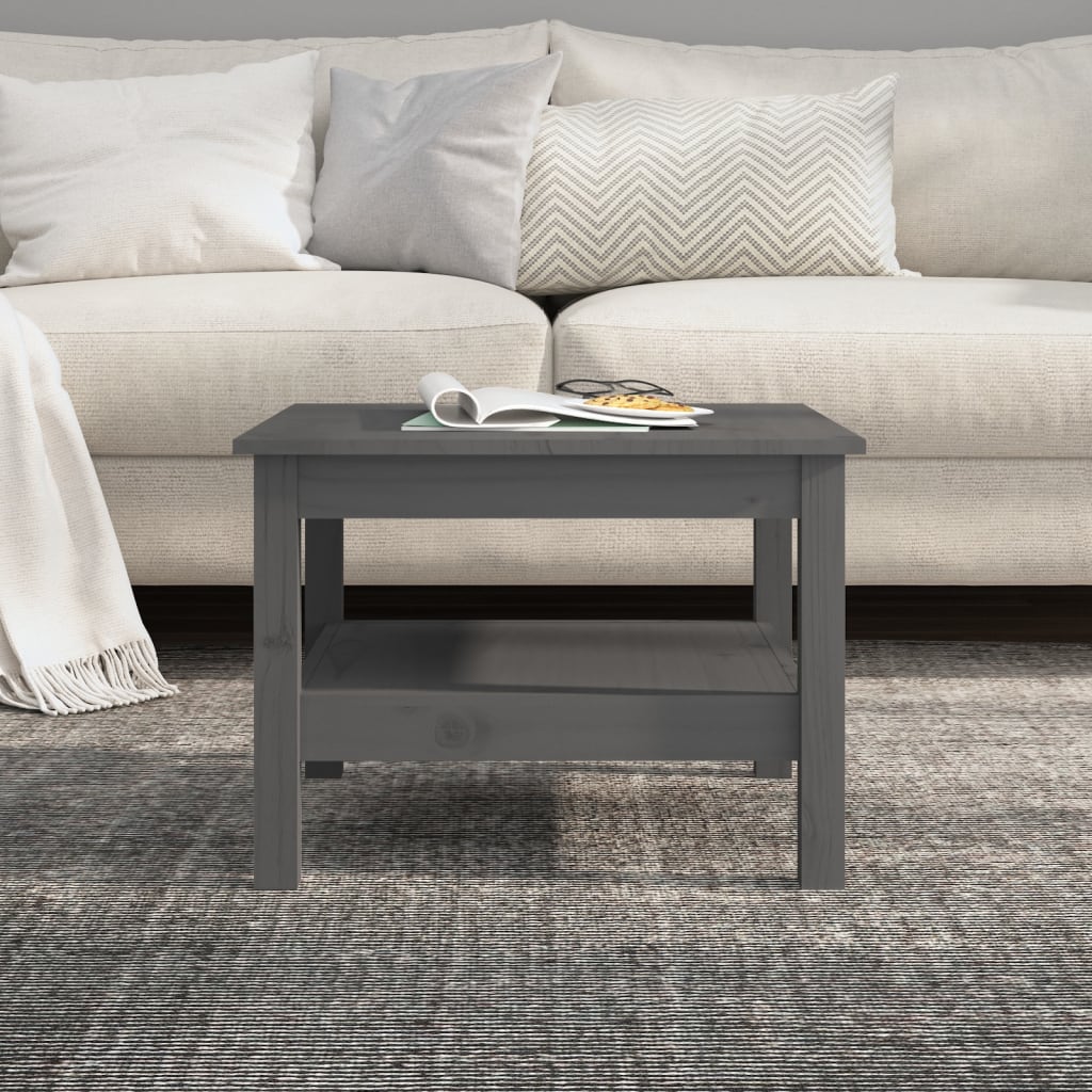 Mesa De Centro De Madera Maciza De Pino Gris 55x55x40 Cm_2