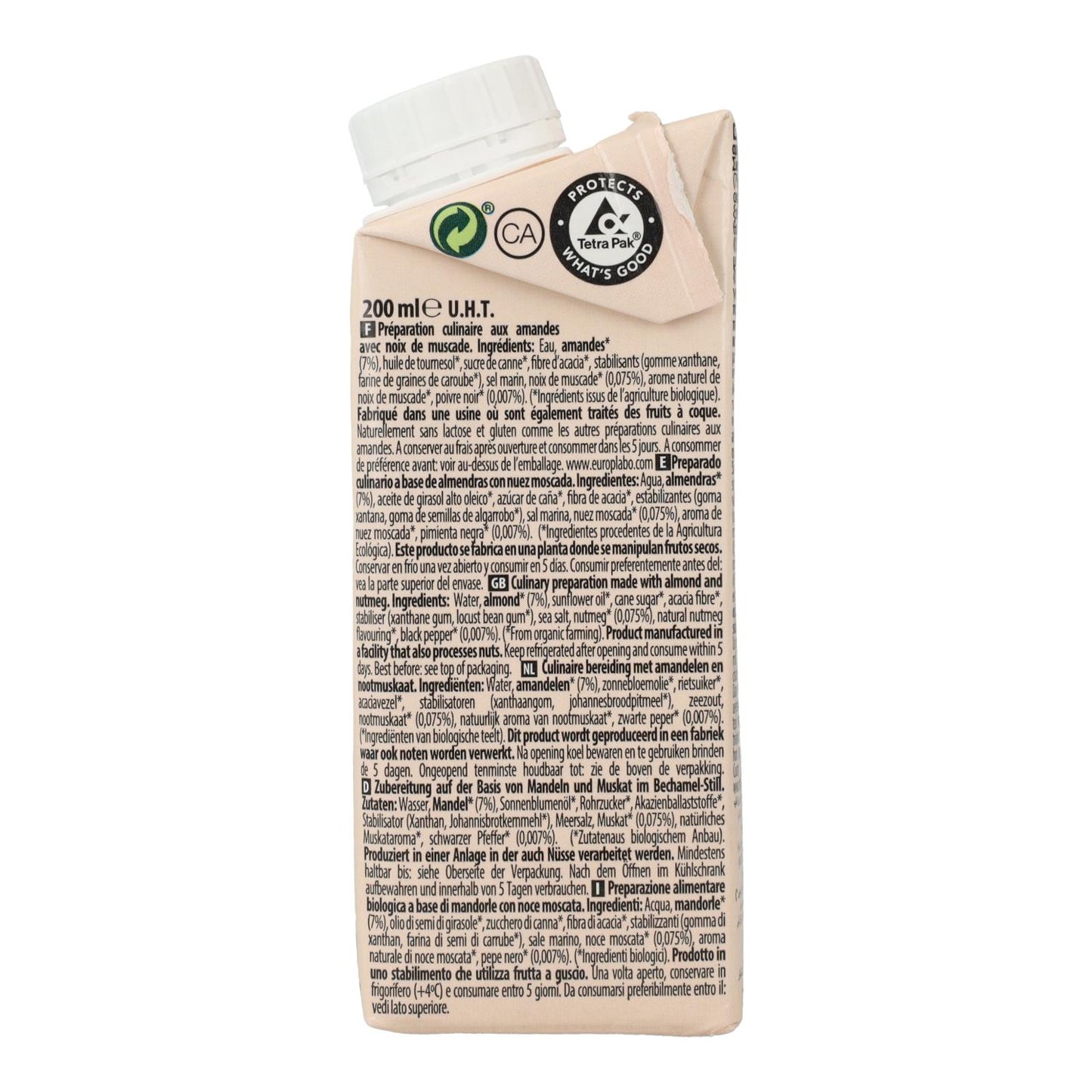 Bechamel Vegano Vegetal Bio Cuisine Ecomil, 200 ml