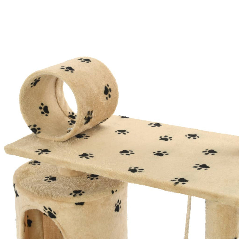 Vidaxl Rascador Para Gatos Con Poste De Sisal 140 Cm Huellas Beige_5