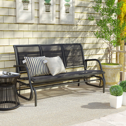 Outsunny Banco De Jardín Exterior De 3 Plazas Con Reposabrazos 147x70x85cm Negro_4