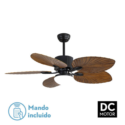 Ventilador Dc 26w Colla Negro 5 Aspas Marron 132cm 6 Velocidades 2950lm Remoto Temporizador Memoria 24_0