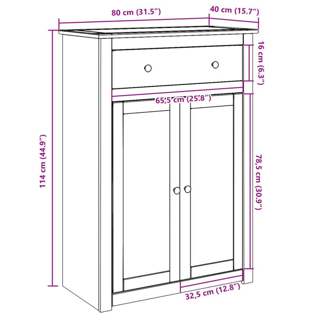 Mueble Zapatero Panama Madera Maciza De Pino 80x40x114 Cm / Vetonek_0