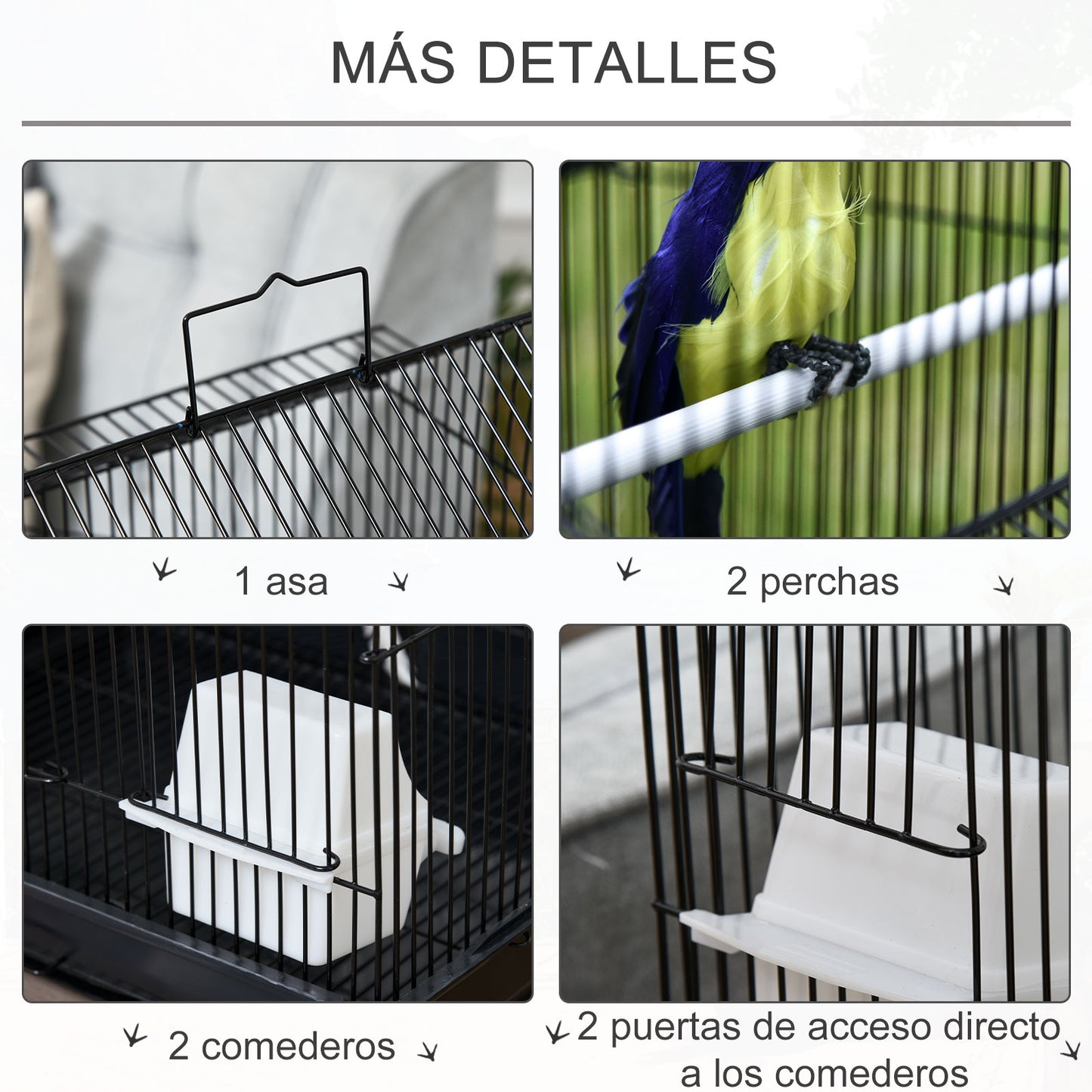 Pawhut Jaula Para Pájaros De Metal Con Bandeja Extraíble Comederos Y Perchas_5