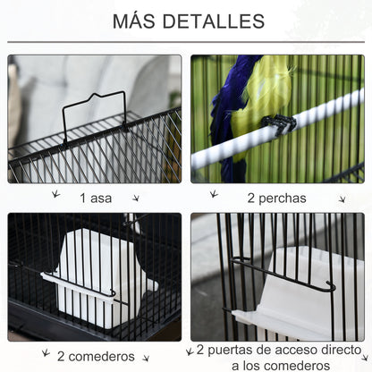 Pawhut Jaula Para Pájaros De Metal Con Bandeja Extraíble Comederos Y Perchas_5