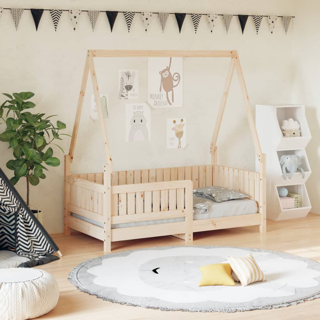 Estructura De Cama Para Niños Madera Maciza De Pino 70x140 Cm / Vetonek_0
