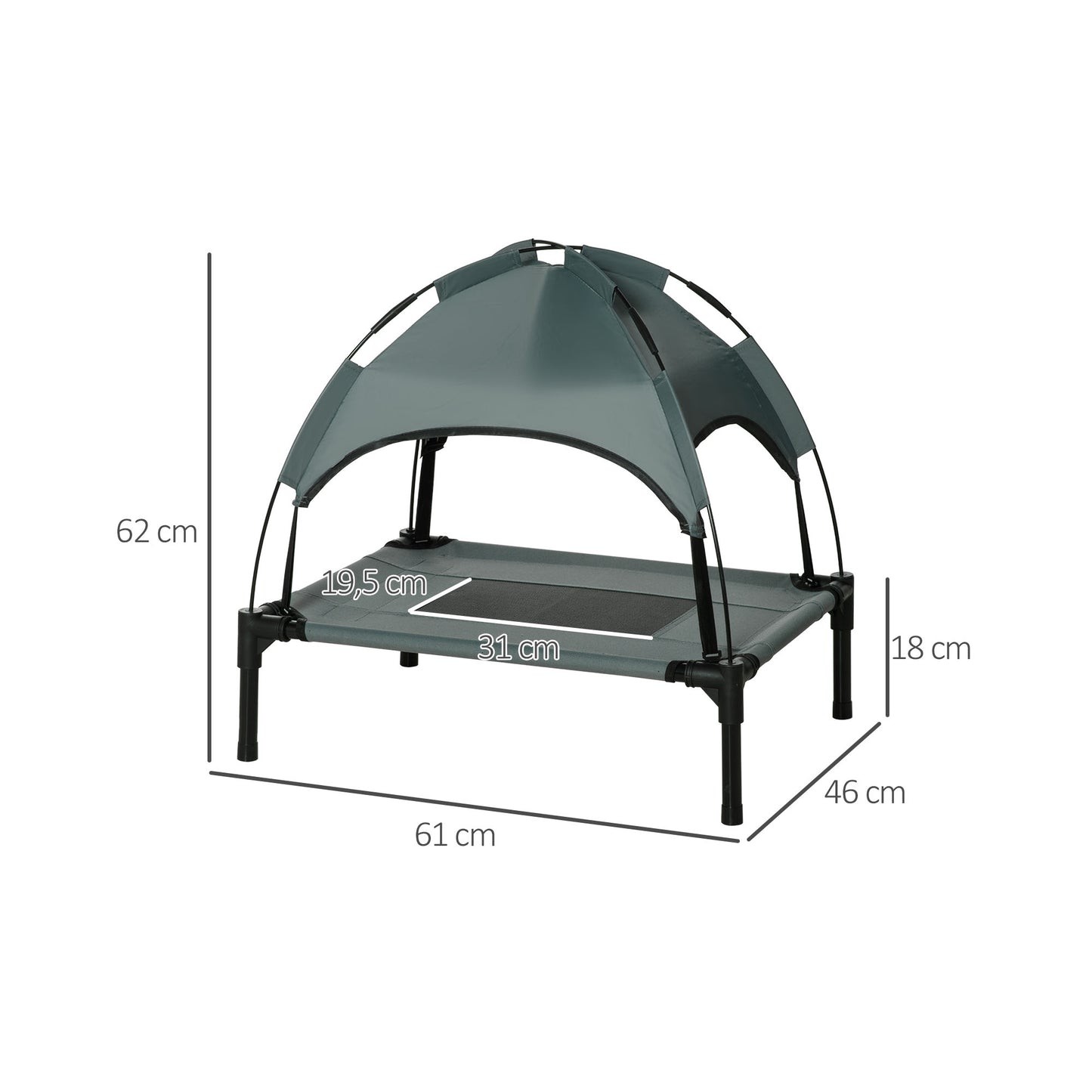 Pawhut Cama Elevada Para Mascotas Portátil Con Toldo Extraíble Exterior_2
