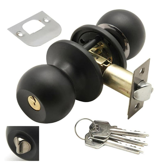Pomo Puerta Wolfpack Con Llave Con Condena Negro Para Entrada_0