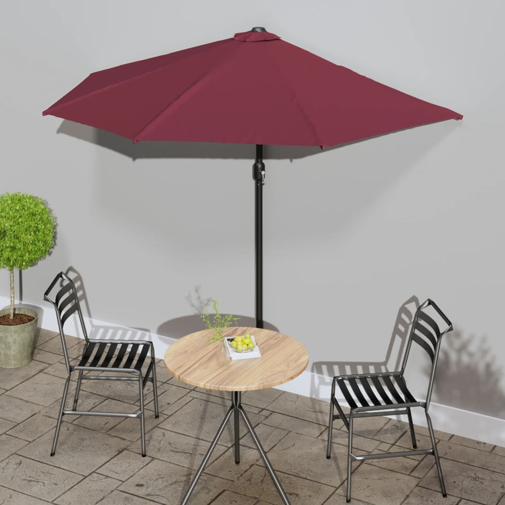 Vidaxl Sombrilla Balcón Semicircular Aluminio Burdeos 270x144x222 Cm_1