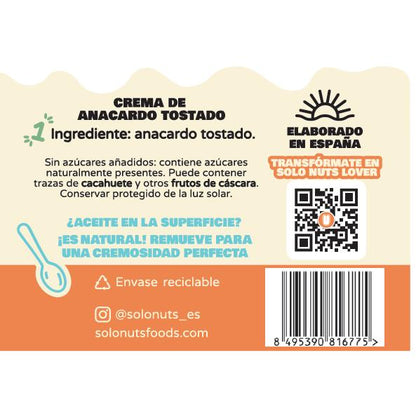 100% Solonuts Creme de Caju Suave - 200g