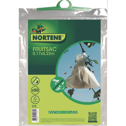 Capas protetoras Fruitsac Nortene para fruta, 50 unidades, 20 x 30 cm.