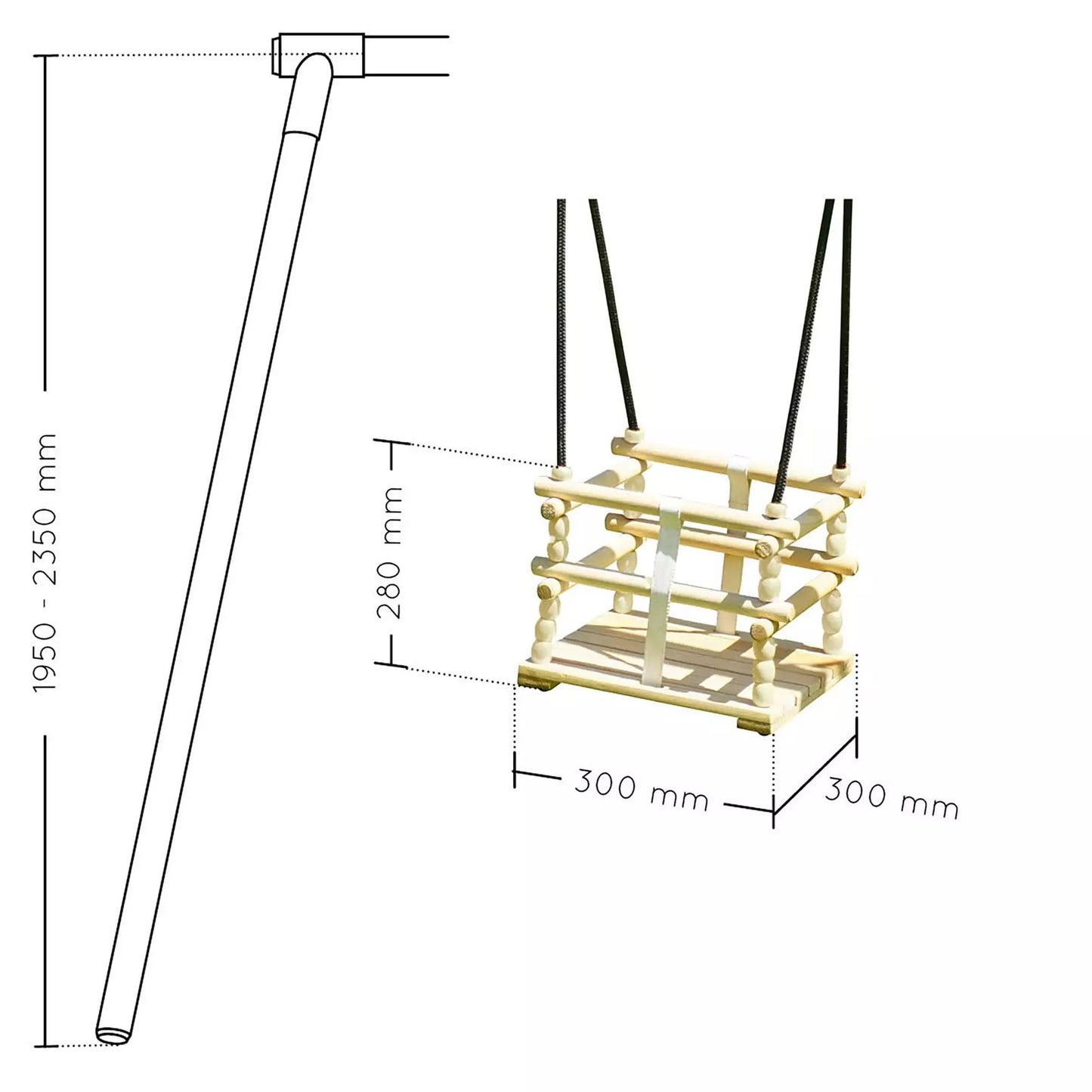 Cadeira de bebé de madeira natural para baloiço Soulet