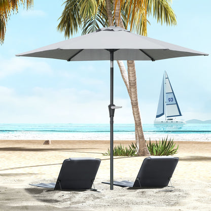 Outsunny Sombrilla Terraza Exterior Ø230 Cm Con Ángulo Ajustable Gris_1
