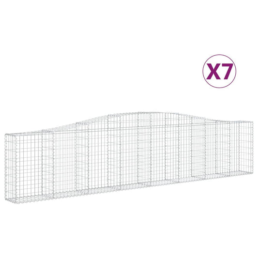 Cestas De Gaviones 7 Uds Forma De Arco Hierro 400x30x80/100 Cm_0