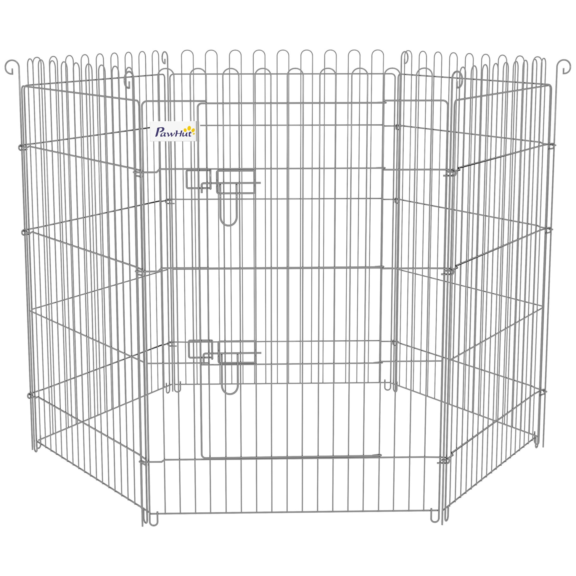 Pawhut Parque Para Perros De 8 Piezas 63x91 Cm Con 1 Puerta Plata_4