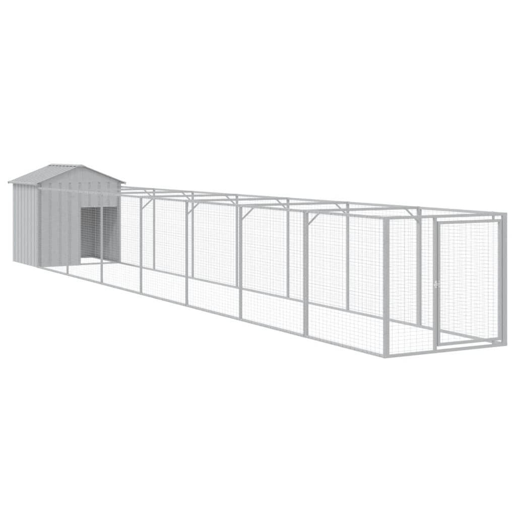 Vidaxl Caseta Perros Tejado Acero Galvanizado Gris Claro 117x813x123cm_0