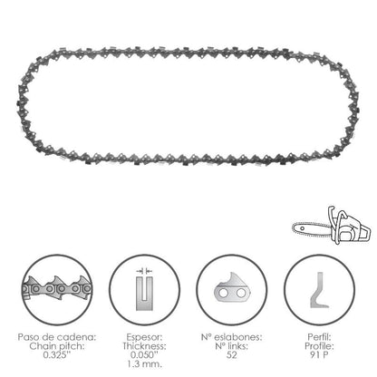 Cadena Motosierra 0.325 / 0.050 1,3 Mm. / 66 Eslabones / 91 P