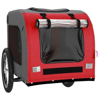 Remolque De Bicicleta Mascotas Hierro Tela Oxford Rojo Gris_4