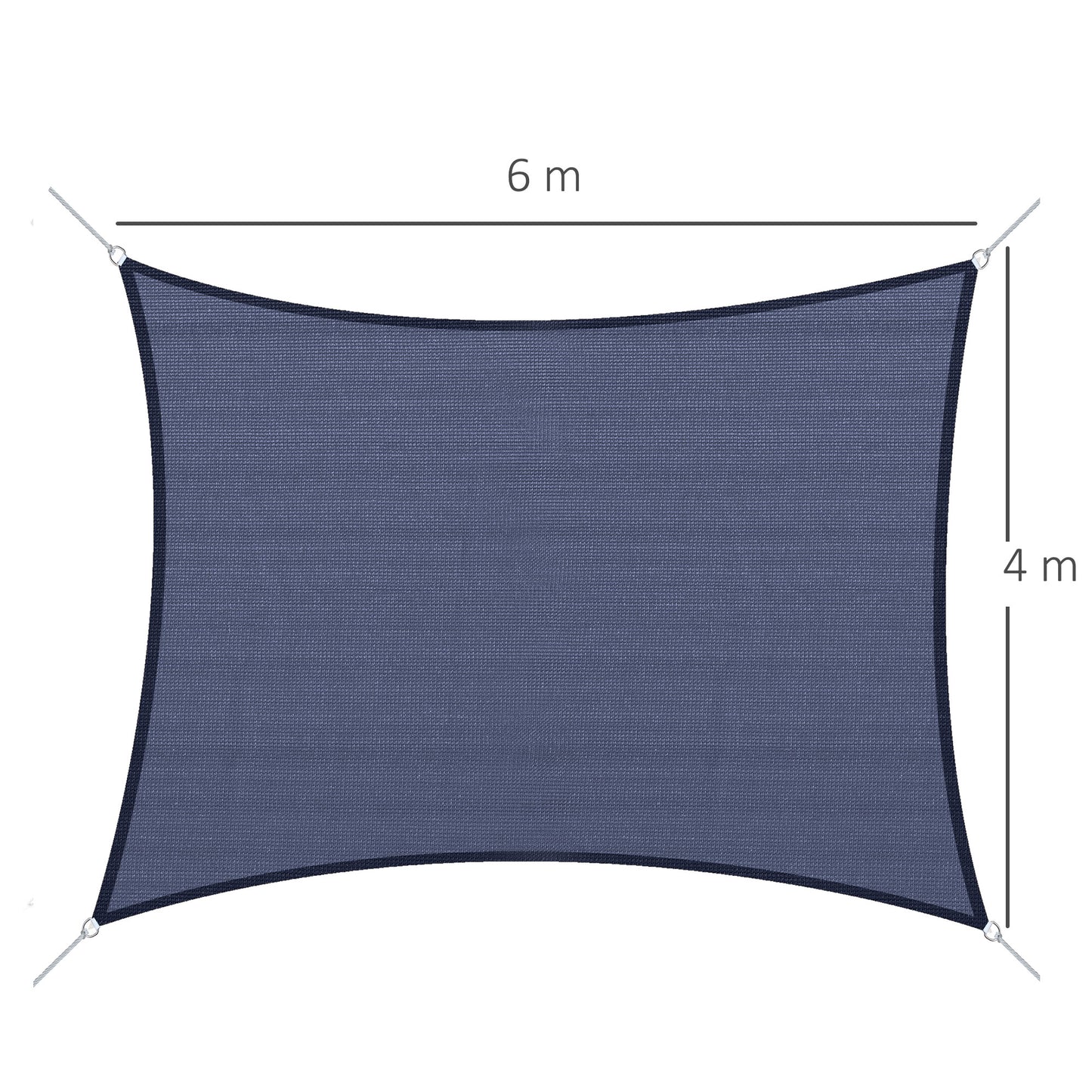 Outsunny Toldo Vela De Sombra Rectangular 4x6 M Con Anti-uv Azul_2