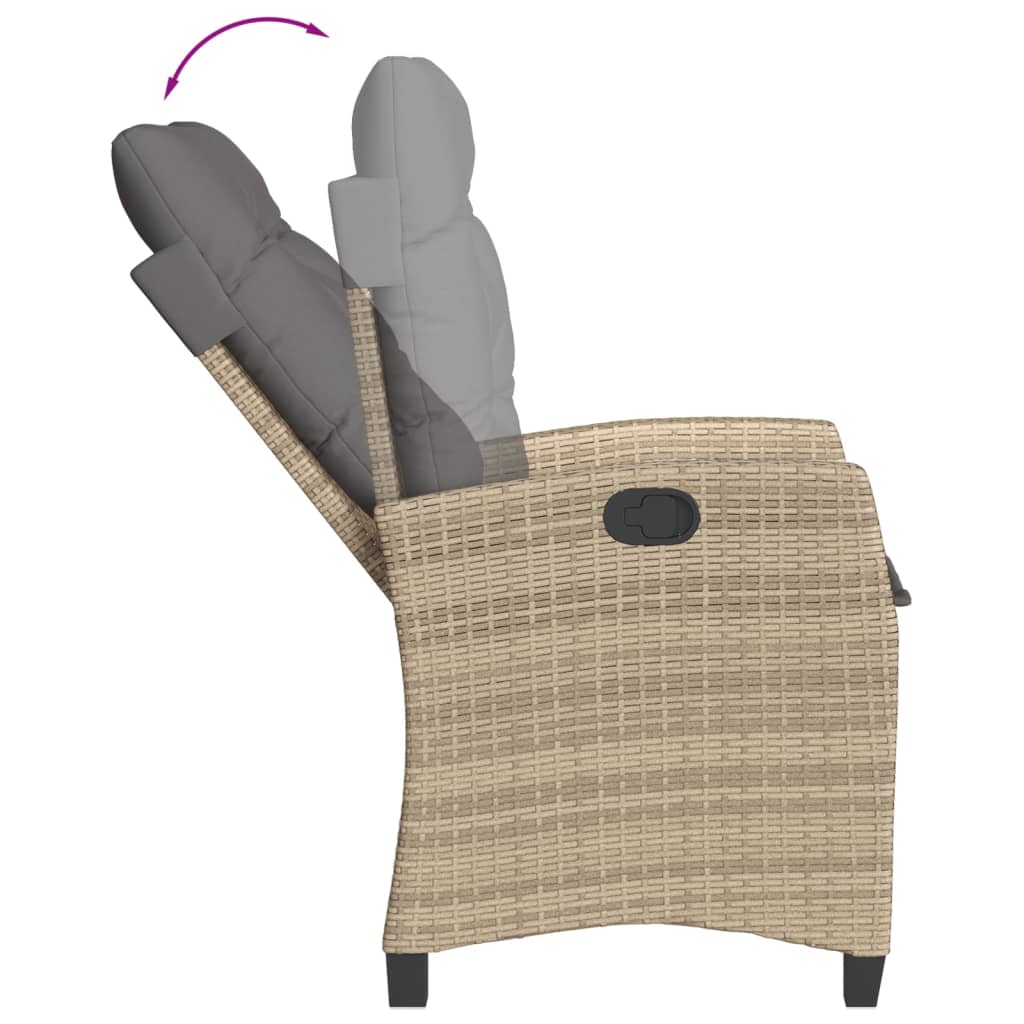 Set Comedor De Jardín 3 Pzas Con Cojines Ratán Sintético Beige / Vetonek_2