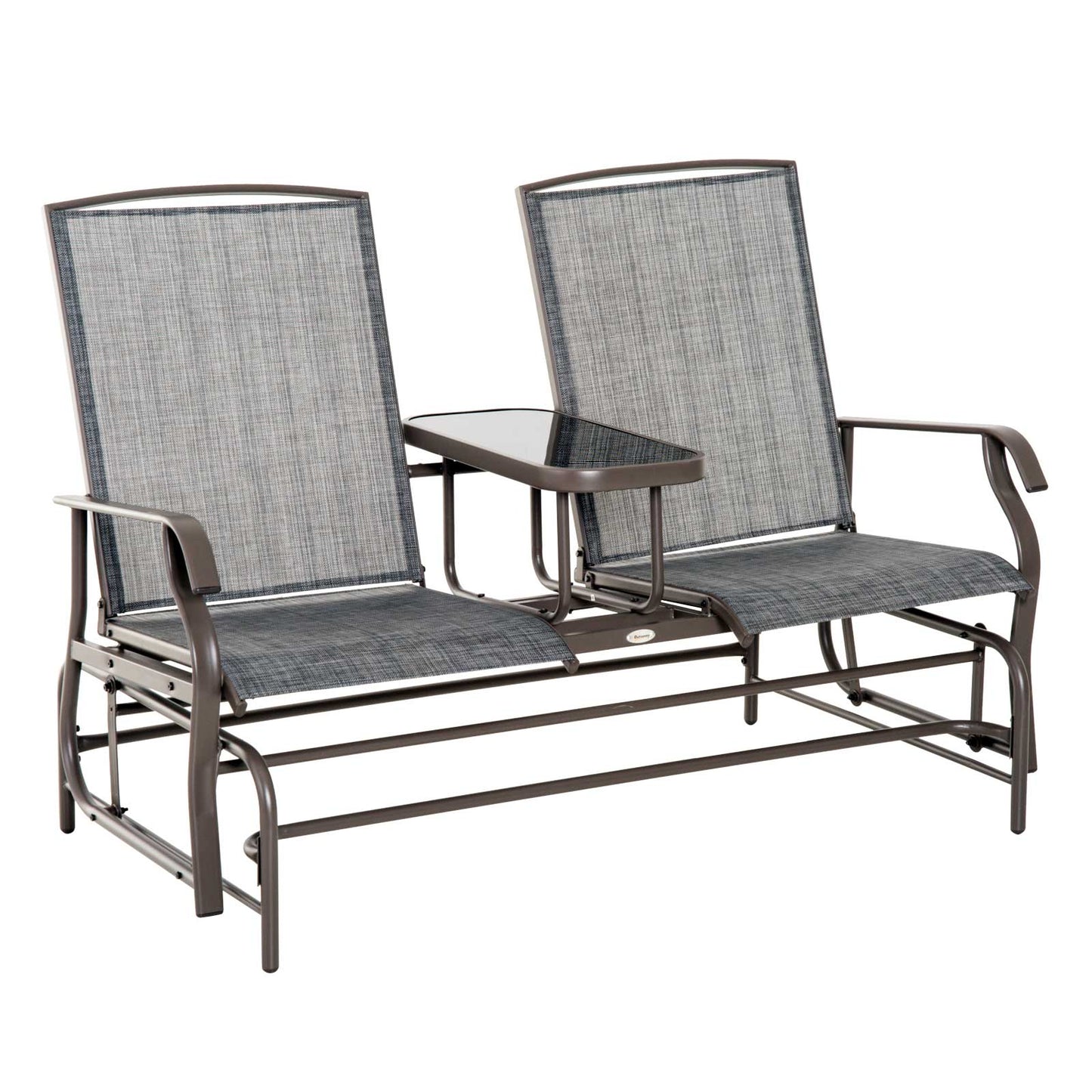 Outsunny Mecedora De 2 Plazas Silla Basculante De Metal Texteline Para Jardín_0