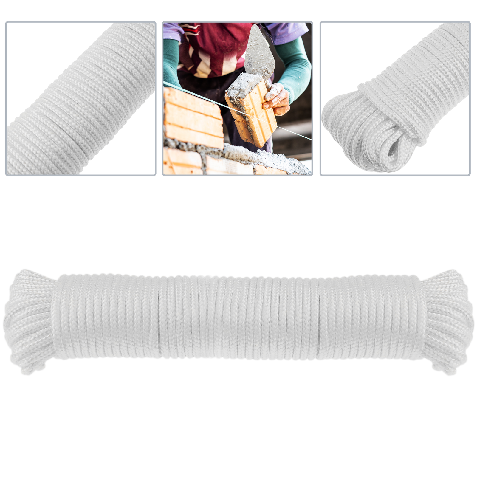 Cuerda Trenzada De Poliéster 20 M X 3 Mm Blanca_1