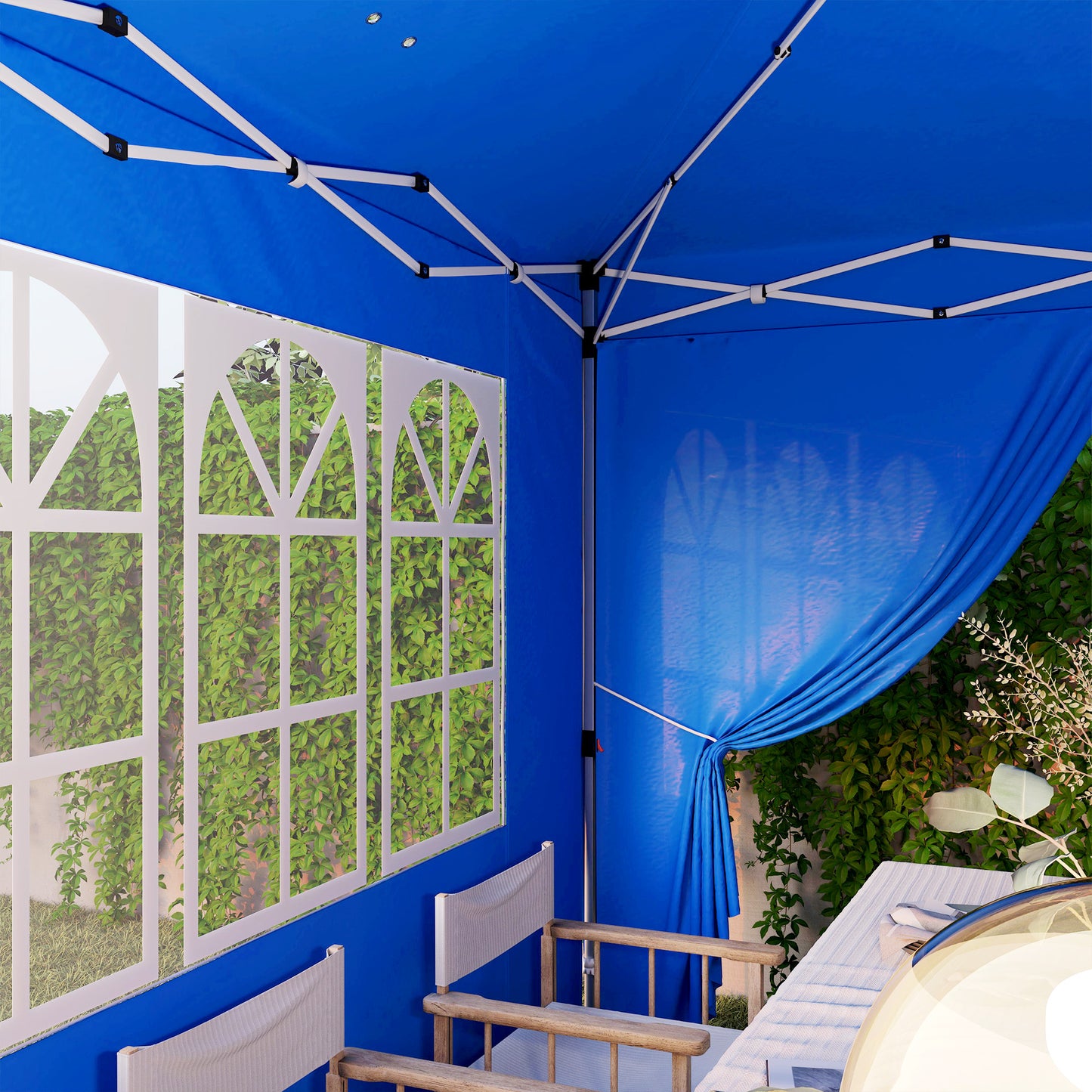 Outsunny Carpa Plegable Pop-up 6x3 M Anti-uv Con 6 Paredes Laterales Azul_4