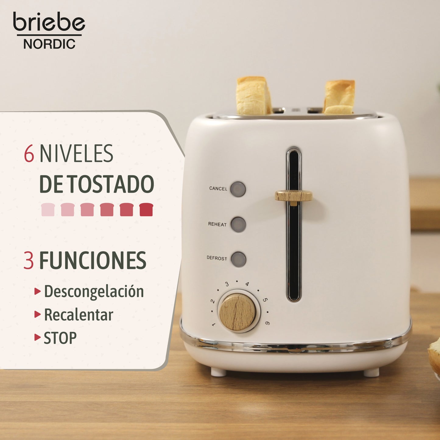 Briebe Nordic Set Tostadora Pan Ranura Ancha 2 Rebanadas + Tetera 2,3l Acero Inox, Inducción Libre Bpa,skt1177wht,blanco_2