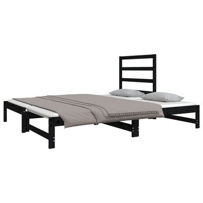 Sofá Cama Extraíble Madera Maciza De Pino Negro 2x(90x190) Cm / Vetonek_5