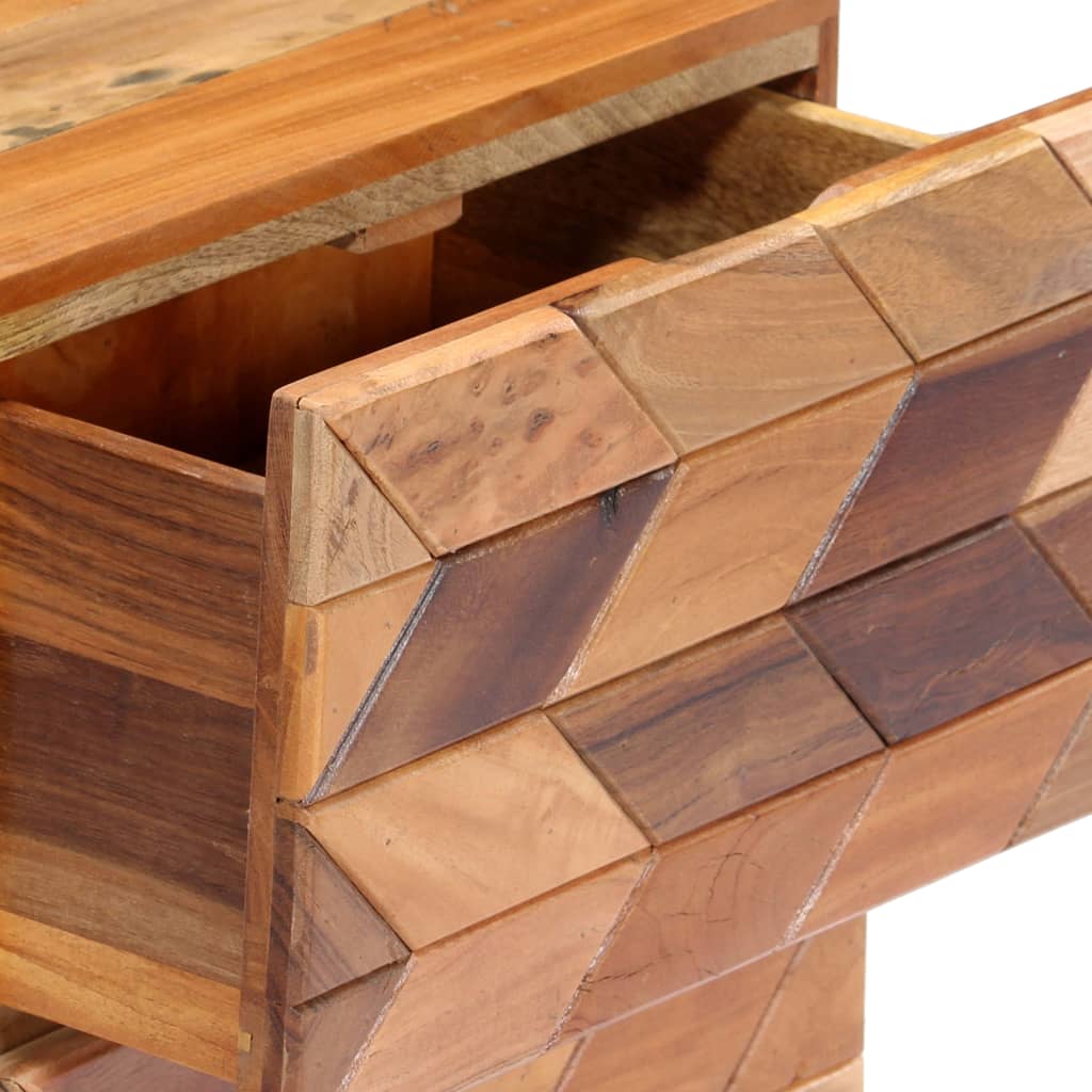 Mesita De Noche De Madera Maciza Reciclada 40x30x50 Cm_3