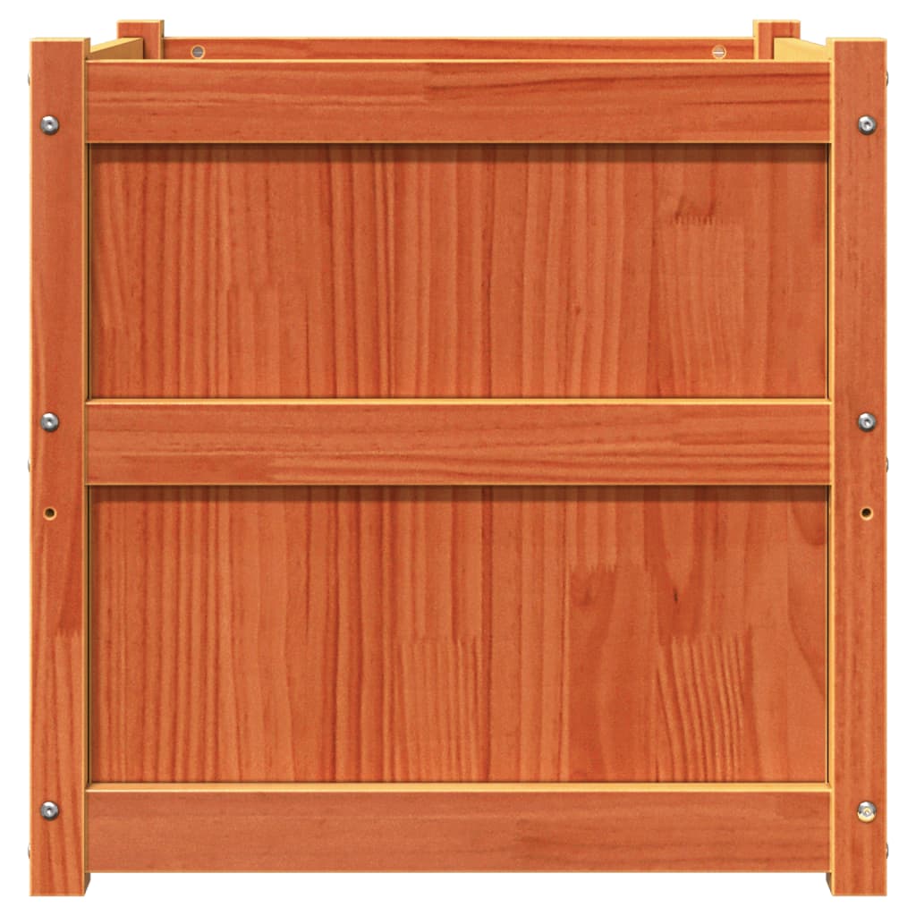 Jardineras De Exterior 2 Uds Madera Maciza De Pino Marrón Cera_4