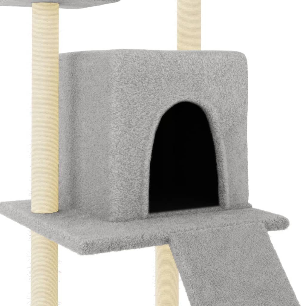 Rascador Para Gatos Con Postes De Sisal Gris Claro 110 Cm_5