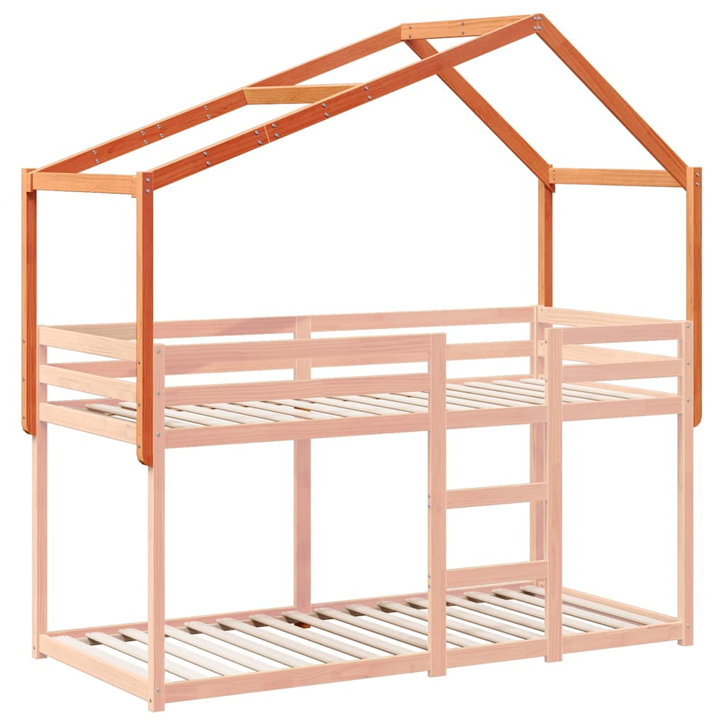 Techo De Cama Infantil Madera Maciza Pino Marrón 203x95,5x142cm_2