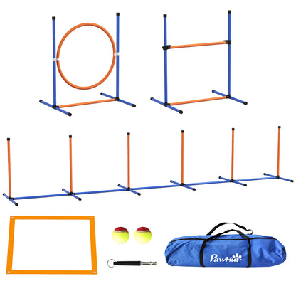 Pawhut Set De Entrenamiento De Agilidad Para Perros De 4 Piezas Naranja Y Azul_1