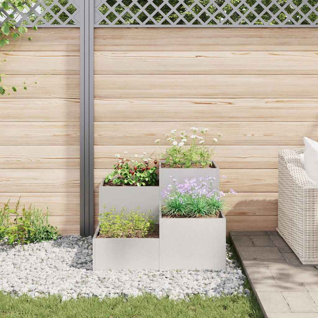 Maceta Para Jardín Plateado 80 X 80 X 60 Cm Acero Inoxidable_3