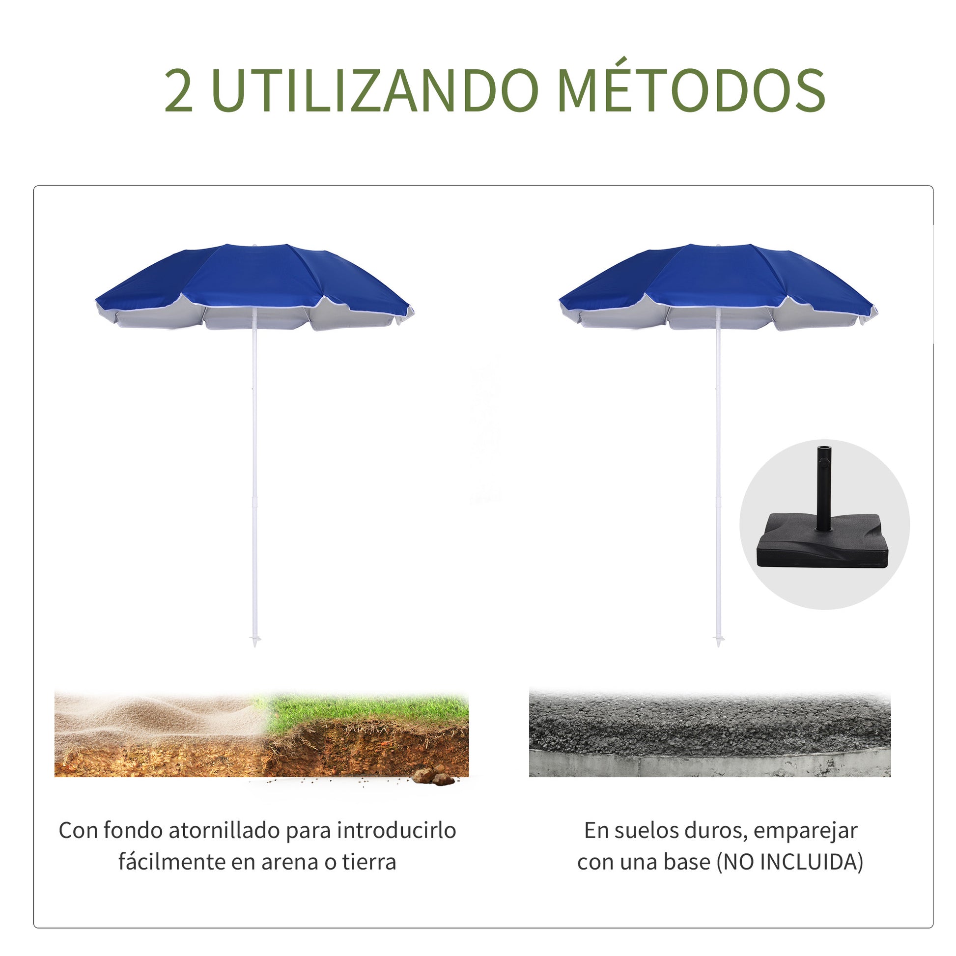 Outsunny Sombrilla De Playa Grande Ø160 Cm Protección Uv Impermeable Azul_3