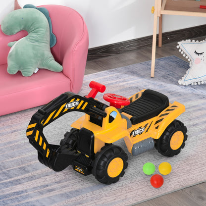 Homcom 4 En 1 Excavadora Juguete Para +18 Meses Con Pala Caja Oculta Aro_1