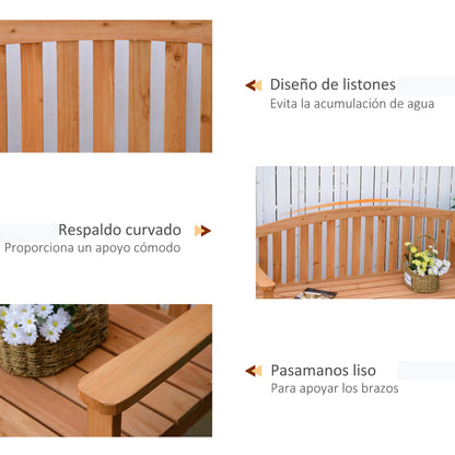 Outsunny Banco De Jardín De 2 Plazas Madera Con Reposabrazos Carga 320kg Natural_5