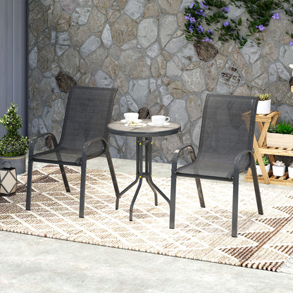 Outsunny Conjunto De Mesa Y Sillas De Terraza Exterior De 3 Piezas Negro_4