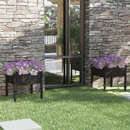 Jardineras 2 Uds Madera Maciza De Pino Negro 70x70x70 Cm_1