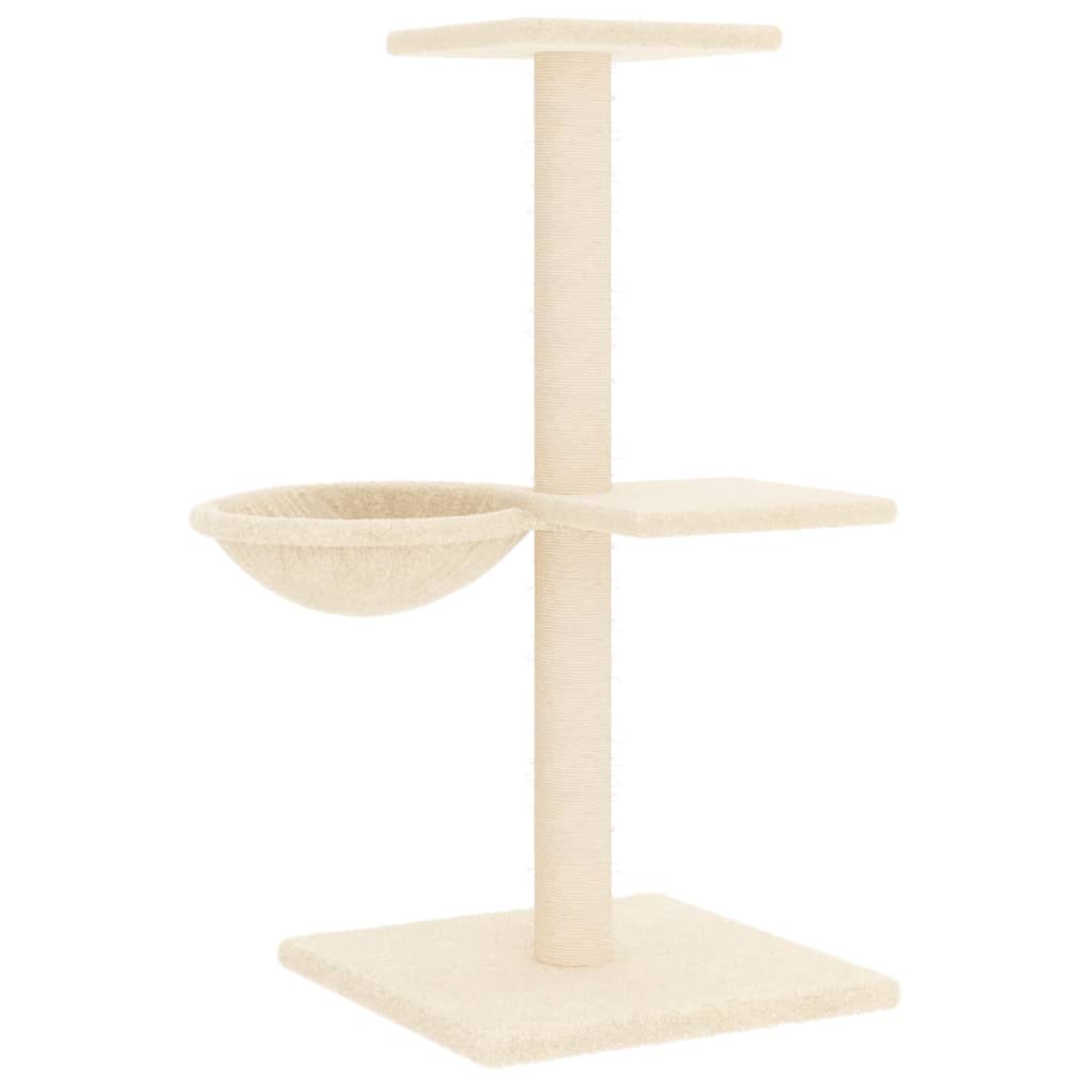 Rascador Para Gatos Con Postes De Sisal Color Crema 72 Cm_4