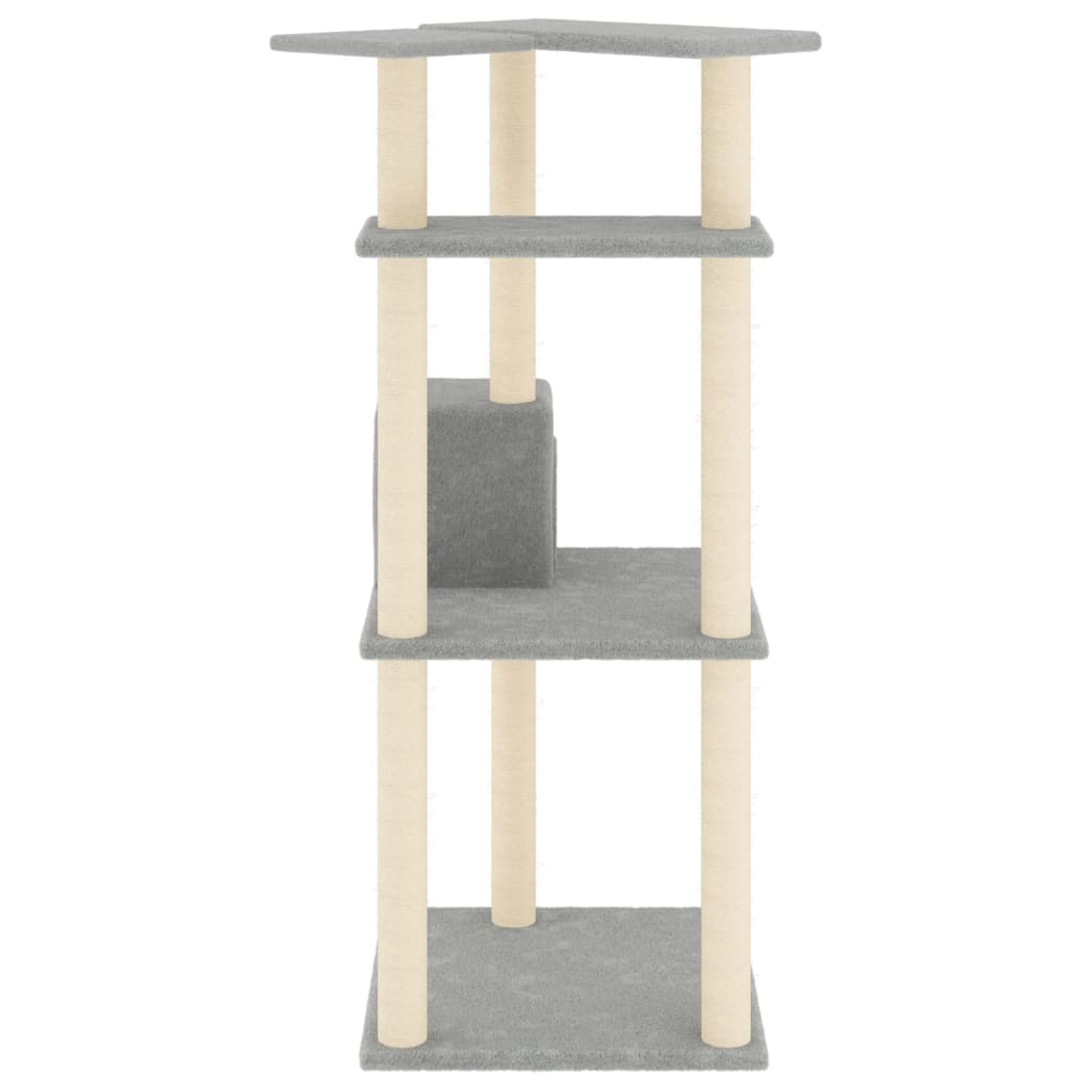 Rascador Para Gatos Con Postes De Sisal Gris Claro 123 Cm_3