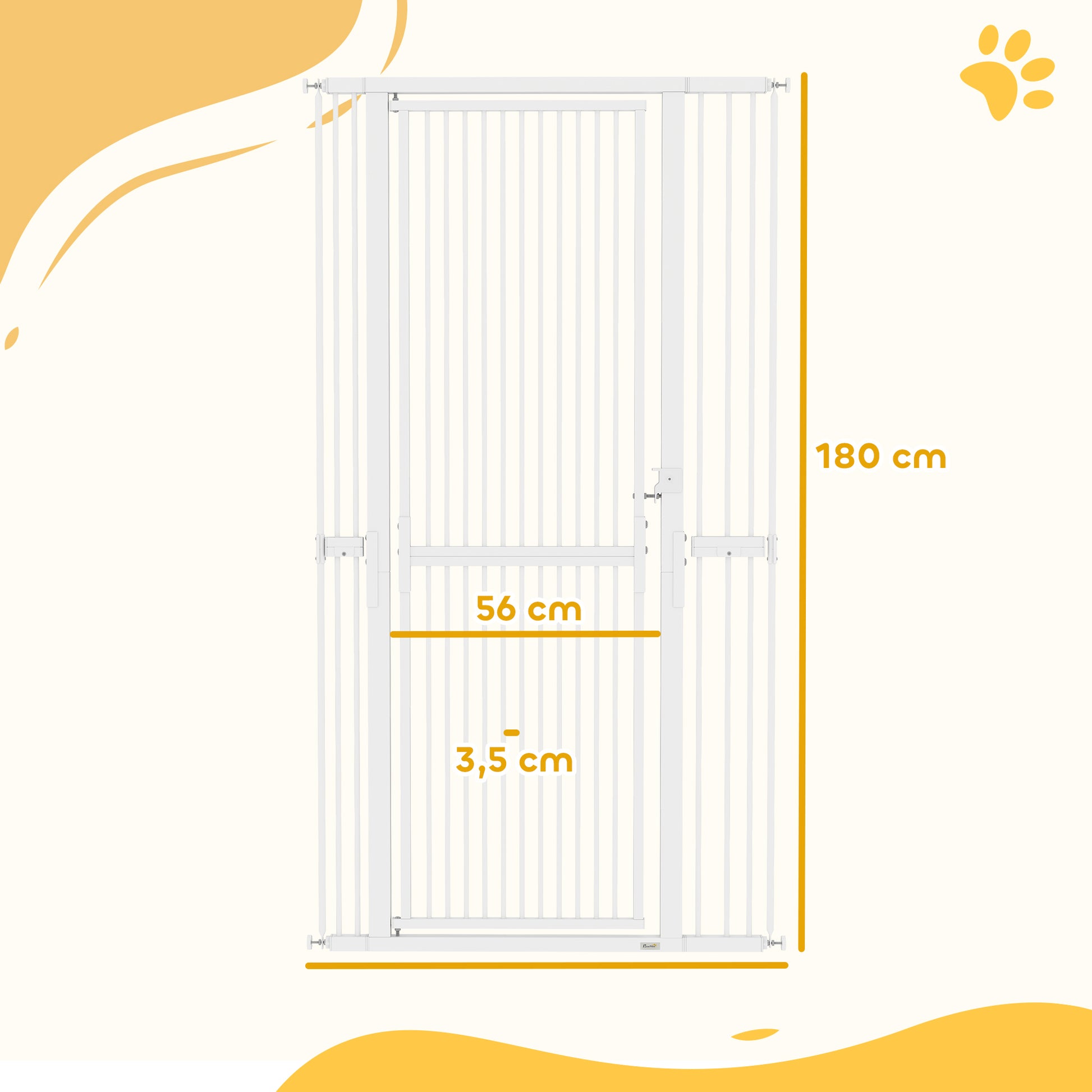 Pawhut Barrera Para Perros Con Ancho Ajustable 77-104 Cm Con Extensiones Blanco_2