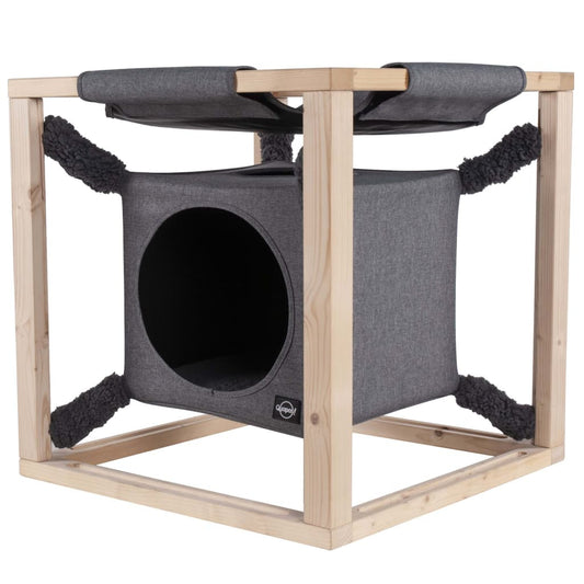 Quapas! Cama Para Gatos Con Hamaca Catcube Gris M 54x54x54 Cm_0